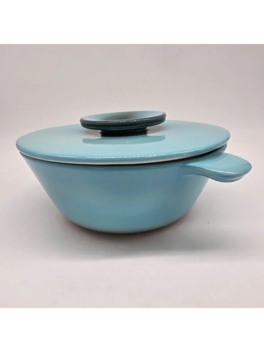 Hall USA Oven-Proof Divided Casserole Dish Lid Light Blue Ceramic VTG Serveware